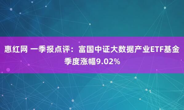 惠红网 一季报点评：富国中证大数据产业ETF基金季度涨幅9.02%